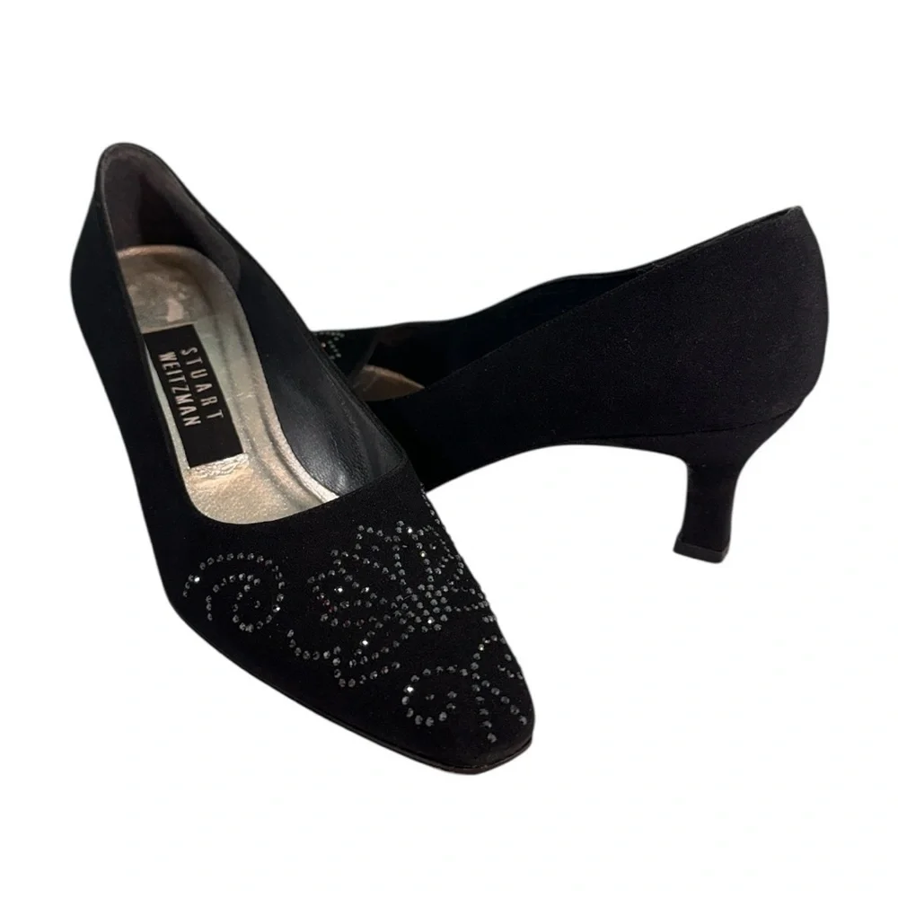 Stuart Weitzman Black Heels with Sparkling Details